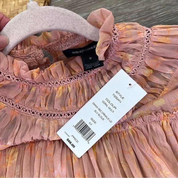 French connection dainty floral Diana blouse in coral women’s size M new with ta - Picture 5 of 8